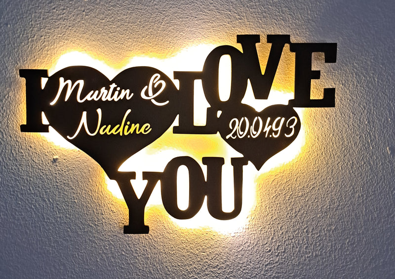 Personalisierte Deko LED Lampe I Love You