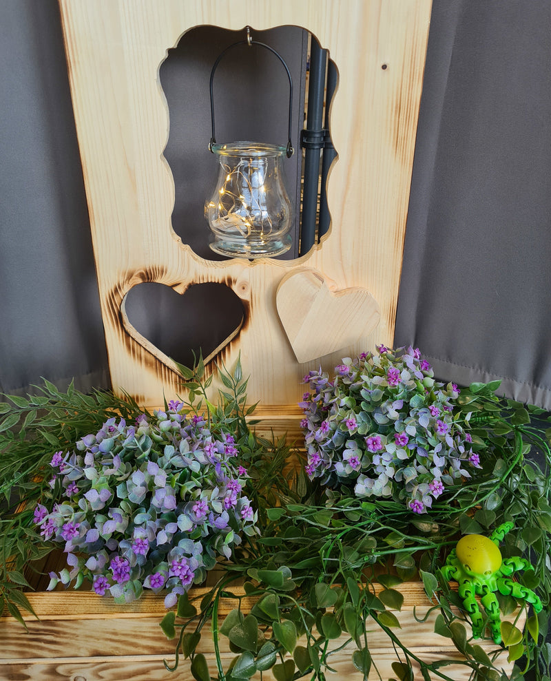 Holzaufsteller Holzschild breit mit Blumenkasten, Herzlich willkommen bei