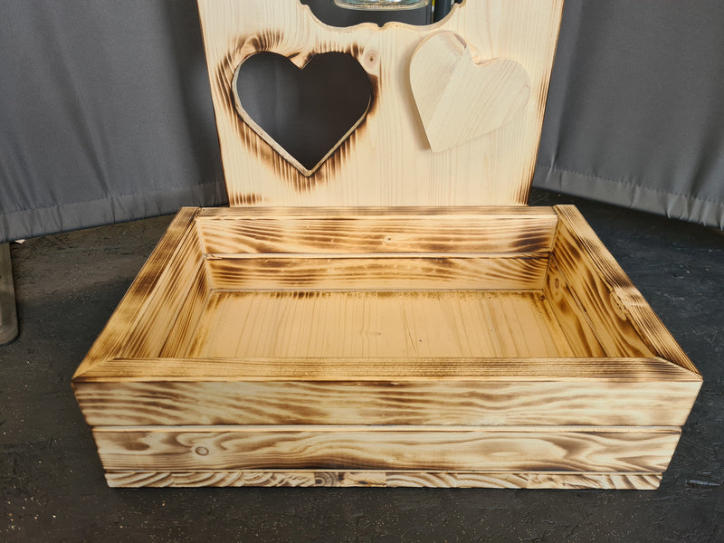 Holzaufsteller Holzschild breit mit Blumenkasten, Zur Hochzeit