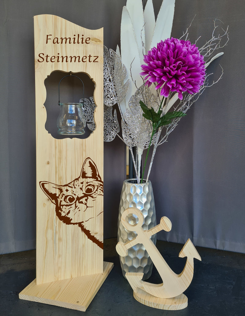 Holzaufsteller Holzschild, Katze