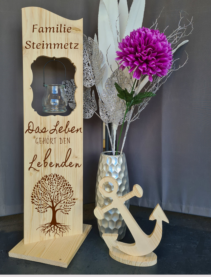 Holzaufsteller Holzschild, Lebensbaum das Leben gehört den lebenden