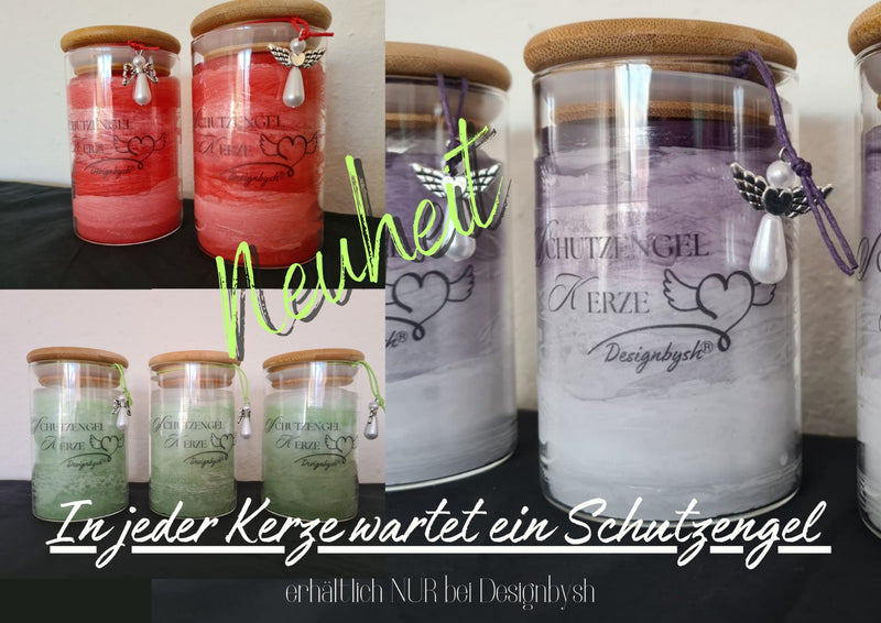 Schutzengel Kerze Glas mit kleinem Engel aus Naturstein, Überraschung. Regenbogen,Hochzeit,Geburtstag,Glücksbringer,Windlicht,personalisierbar