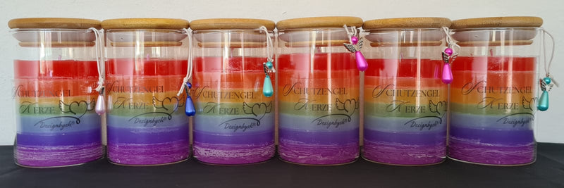 Schutzengel Kerze Glas mit kleinem Engel aus Naturstein, Überraschung. Regenbogen,Hochzeit,Geburtstag,Glücksbringer,Windlicht,personalisierbar