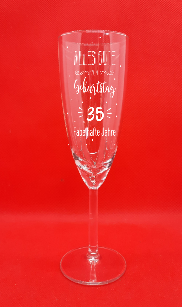 Personalisiertes Sektglas mit Gravur "Zum Geburtstag" mit Jahreszahl