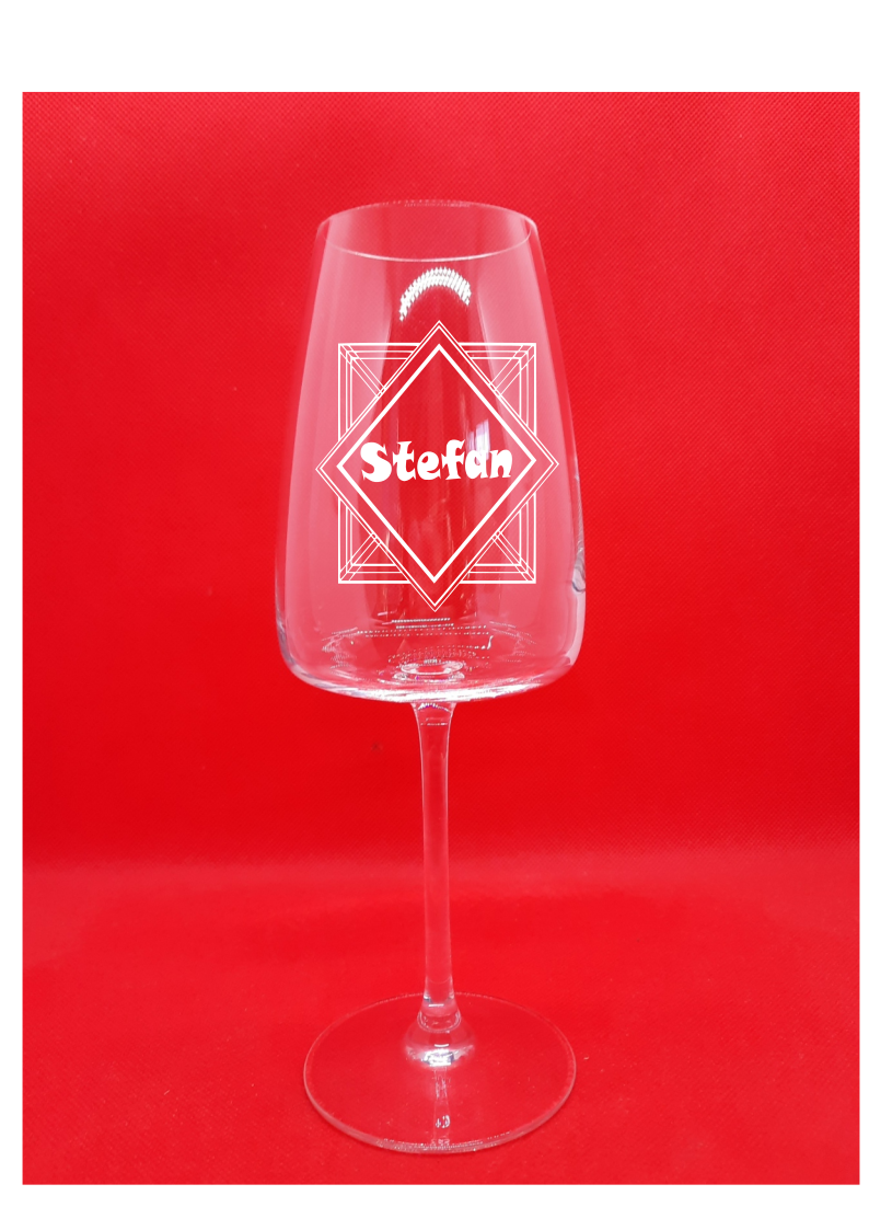 Personalisiertes Weißwein Glas mit Gravur "Ornament" mit Namen