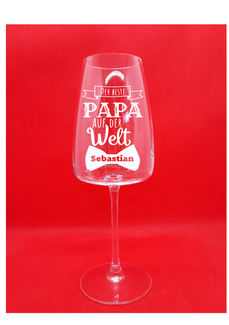 Personalisiertes Weißwein Glas mit Gravur "Bester Papa" mit Namen