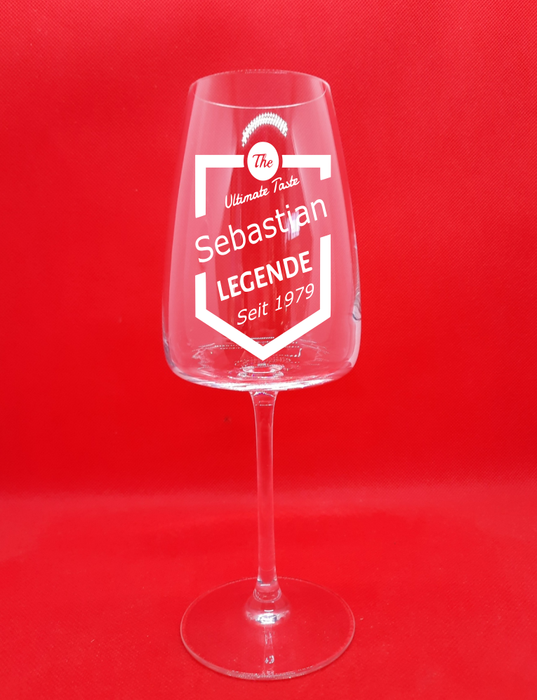 Personalisiertes Weißwein Glas mit Gravur "Legende" mit Namen und Jahreszahl