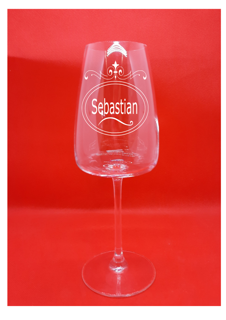 Personalisiertes Weißwein Glas mit Gravur "Ornament" mit Namen