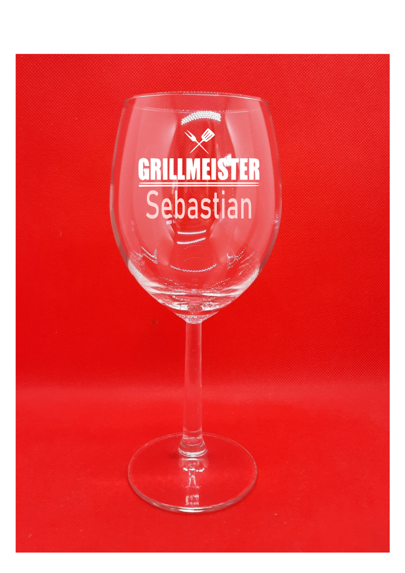 Personalisiertes Rotwein Glas mit Gravur "Grillmeister" mit Namen