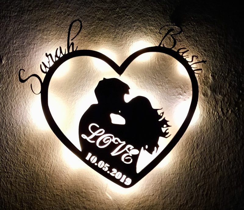 Personalisierte Deko LED Lampe Herz love