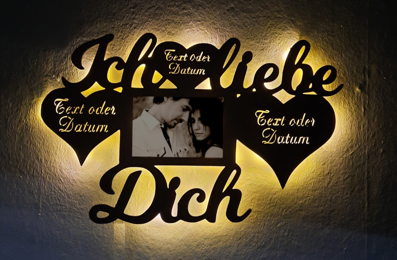 LED Bilderrahmen Motiv Ich liebe Dich V2