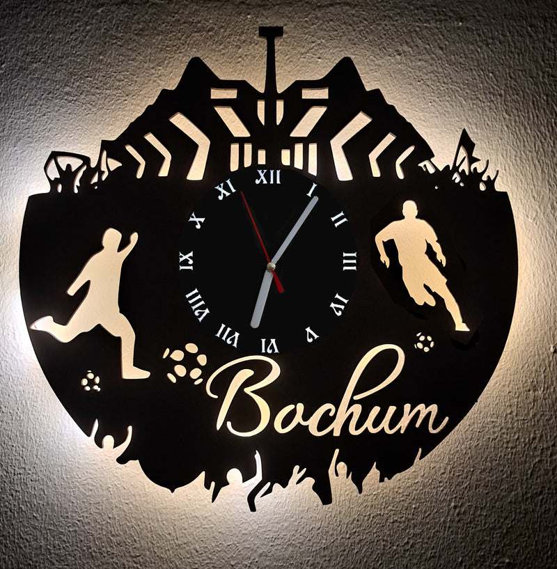 Fußball Fan LED Wanduhr "Bochum"