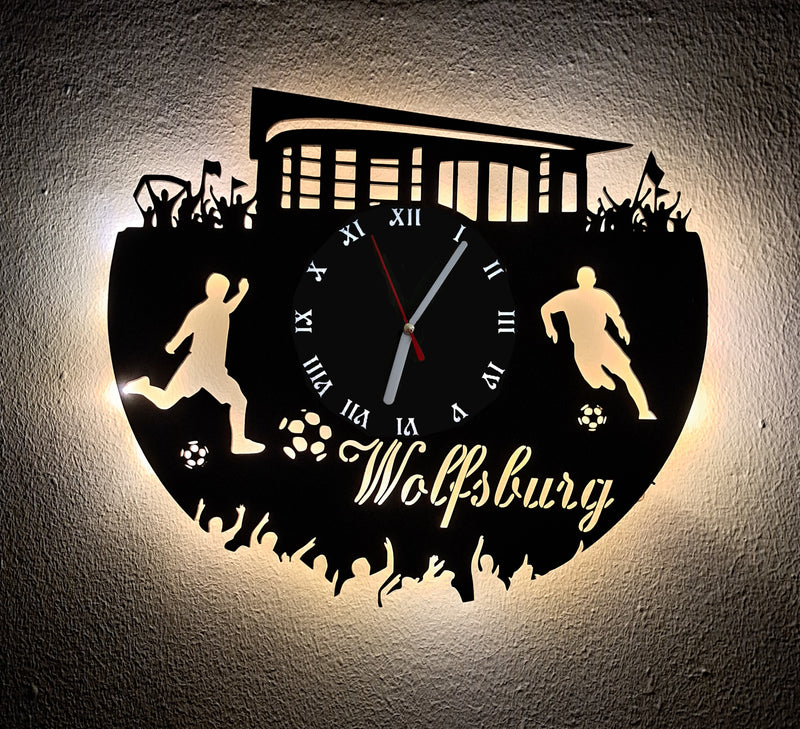 Fußball Fan LED Wanduhr "Wolfsburg"