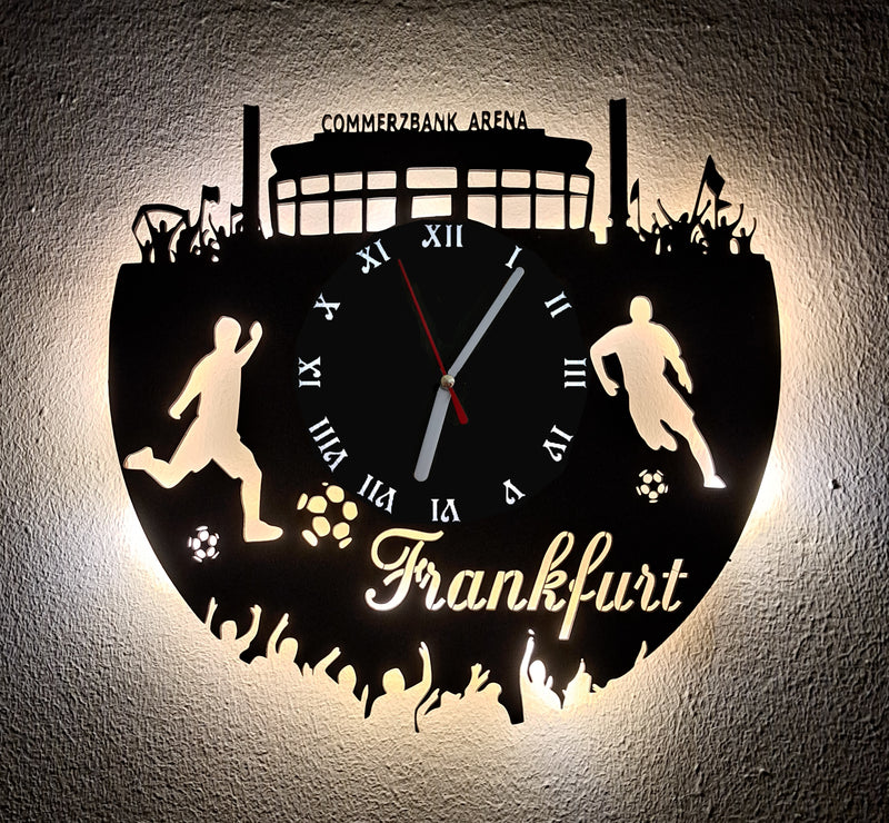 Fußball Fan LED Wanduhr "Frankfurt"