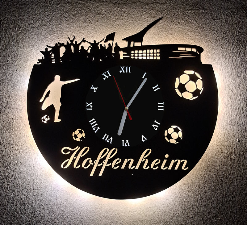 Fußball Fan LED Wanduhr "Hofffenheim"