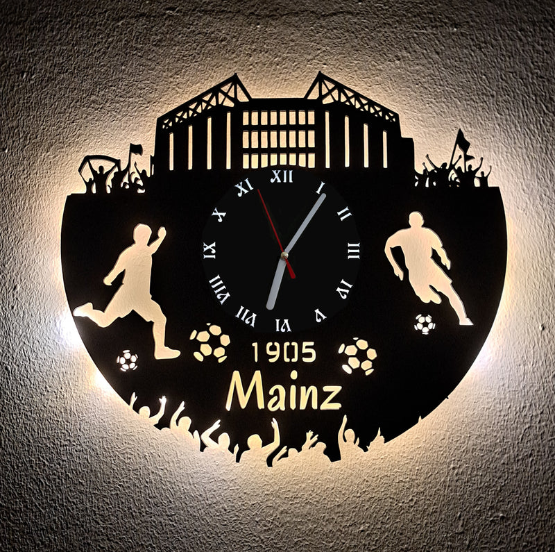 Fußball Fan LED Wanduhr "Mainz"