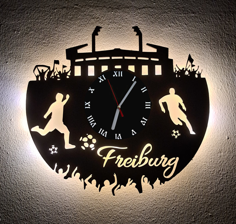 Fußball Fan LED Wanduhr "Freiburg"