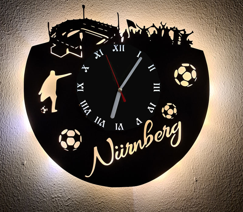 Fußball Fan LED Wanduhr "Nürnberg"