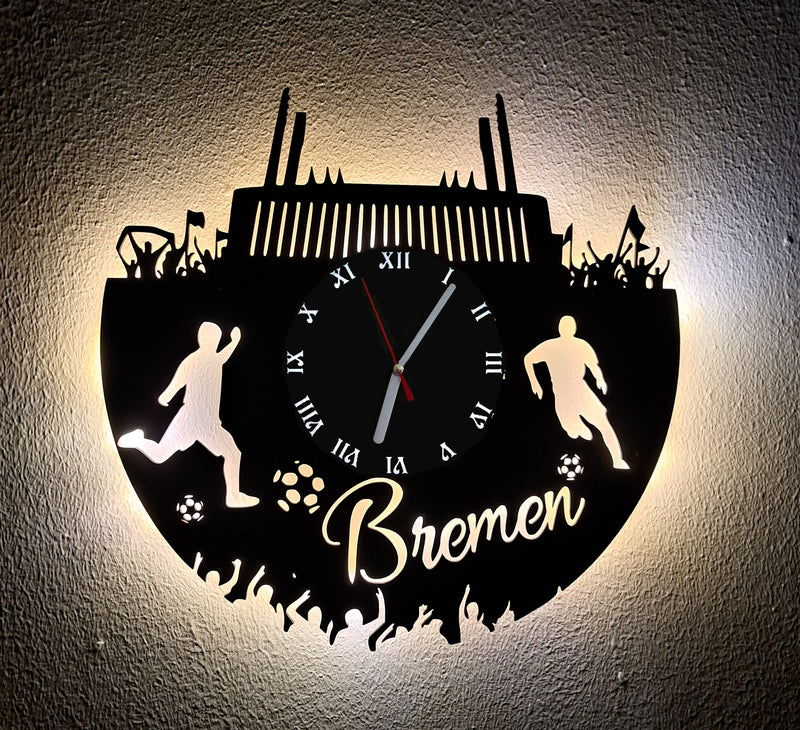 Fußball Fan LED Wanduhr "Bremen"