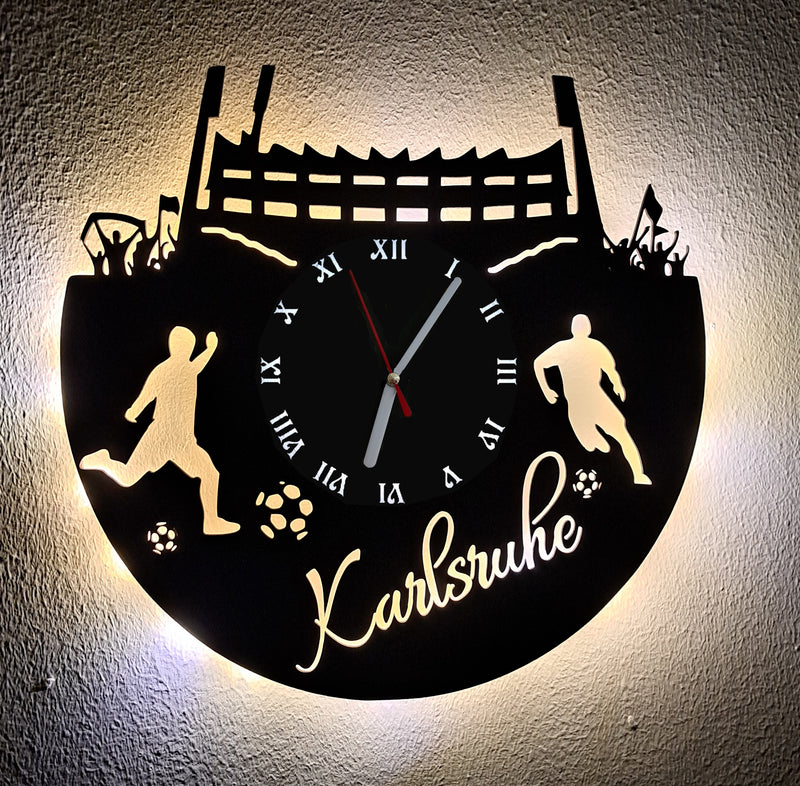 Fußball Fan LED Wanduhr "Karlsruhe"