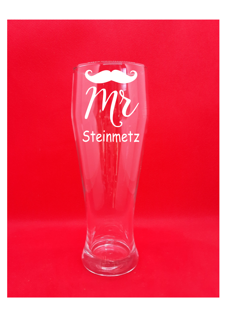 Personalisiertes Weizenglas mit Gravur "Mr." mit Namen