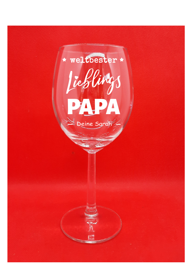 Personalisiertes Rotwein Glas mit Gravur "Weltbester Papa" mit Namen