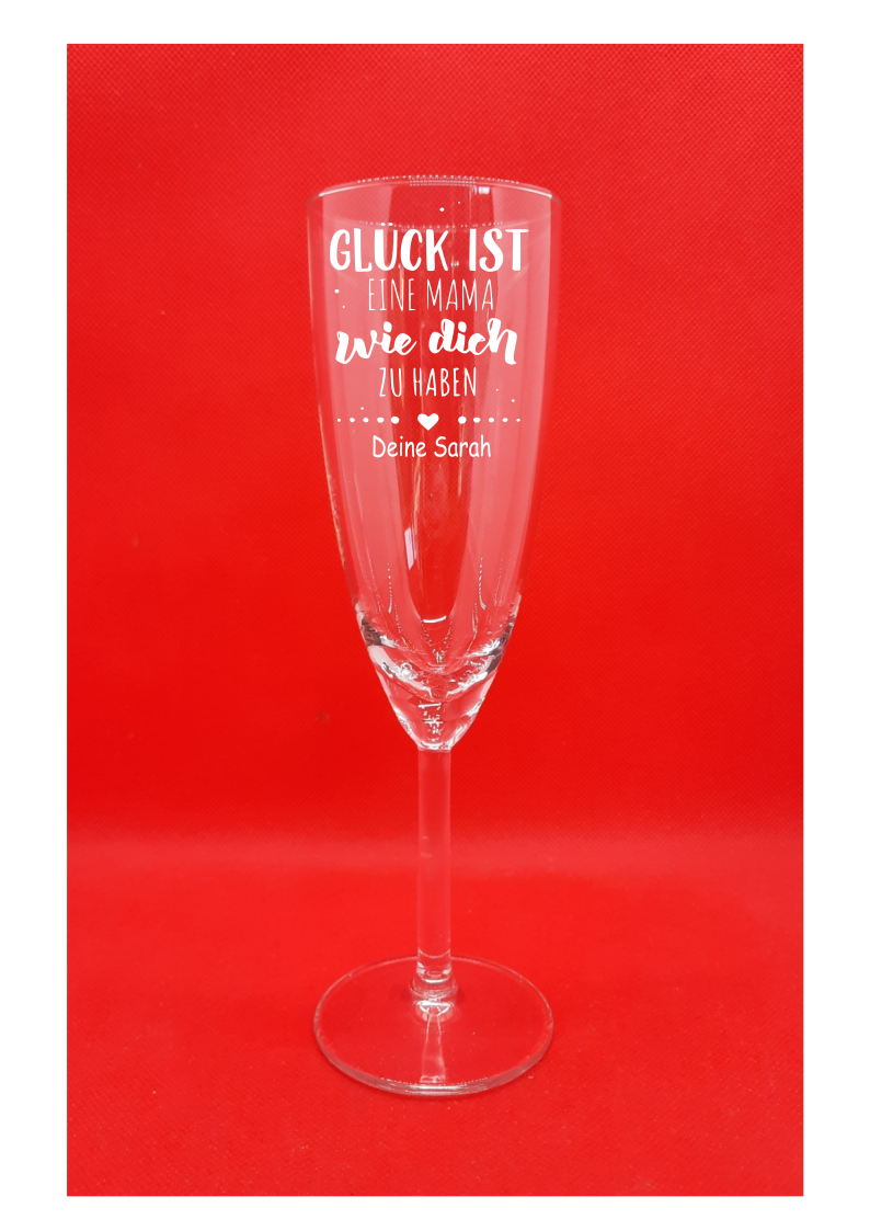 Personalisiertes Sektglas mit Gravur "Glück ist, Dich zu haben" mit Namen