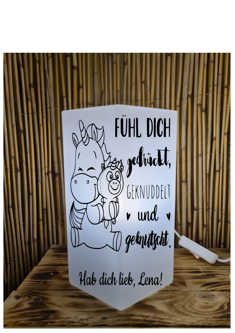 Personalisierte Frost Echt Glas Lampe hab Dich lieb ausgefallene Geschenkidee