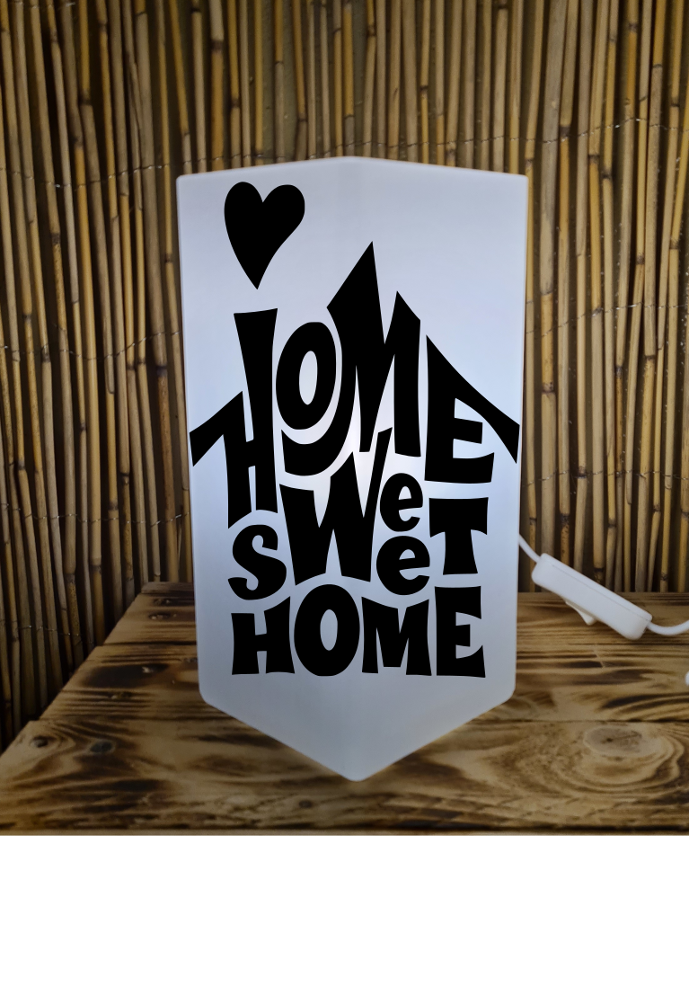 Personalisierte Frost Echt Glas Lampe Home Sweet Home  ausgefallene Geschenkidee