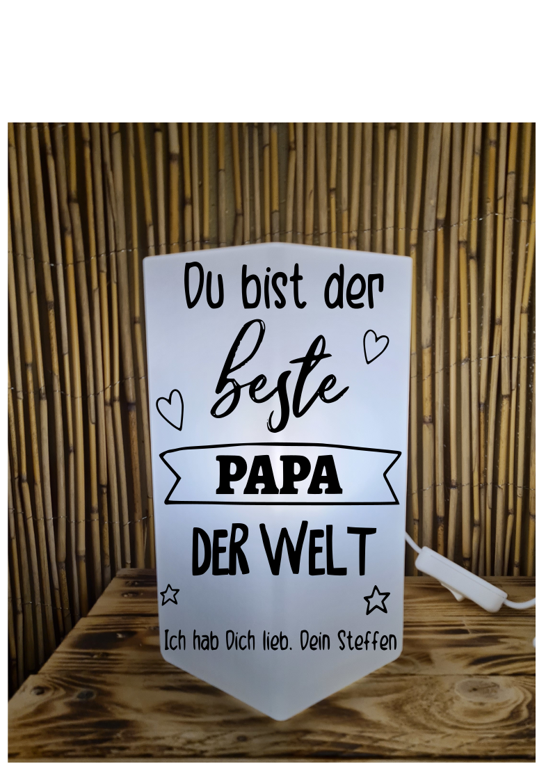 Personalisierte Frost Echt Glas Lampe bester Pappa, ausgefallene Geschenkidee