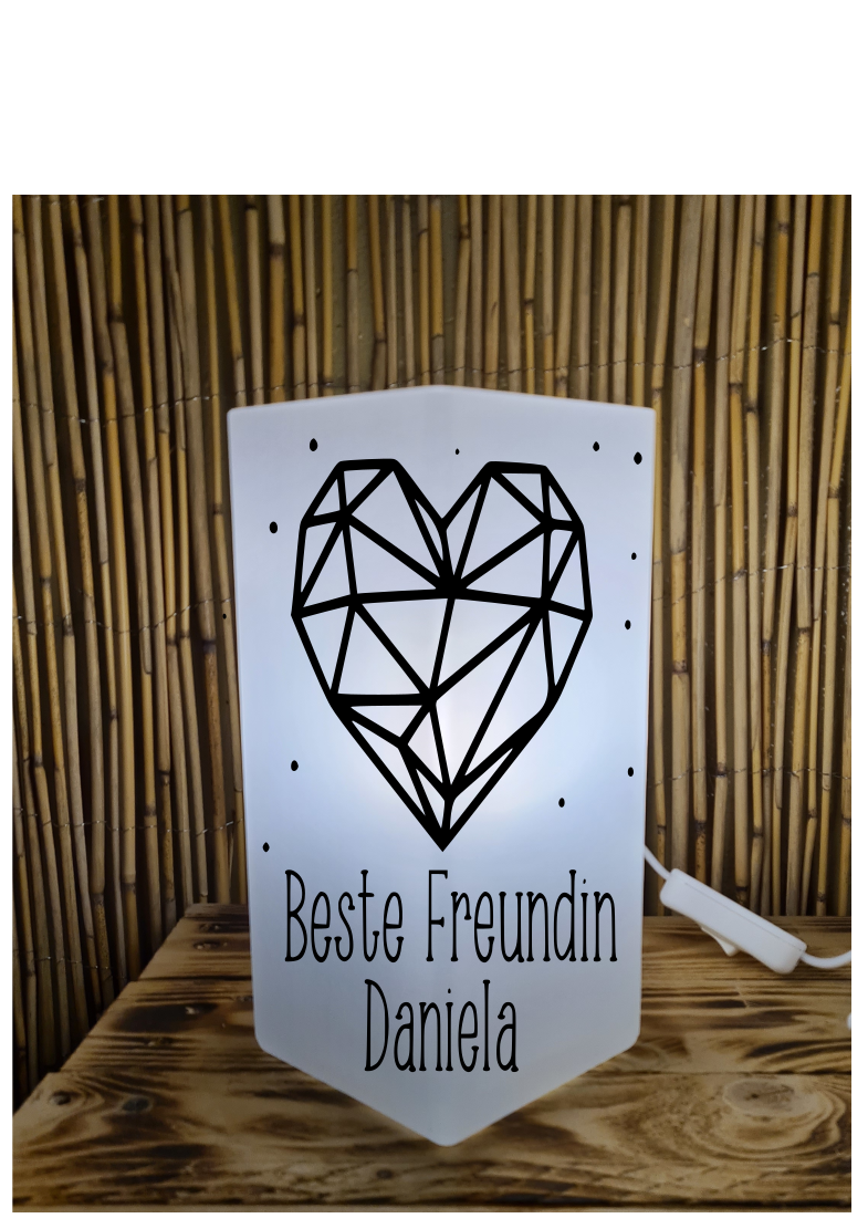 Personalisierte Frost Echt Glas Lampe Beste Freundin ausgefallene Geschenkidee