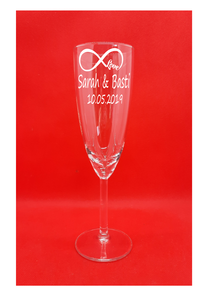Personalisiertes Sektglas mit Gravur "Infinity" Geschenk Hochzeit Jahrestag