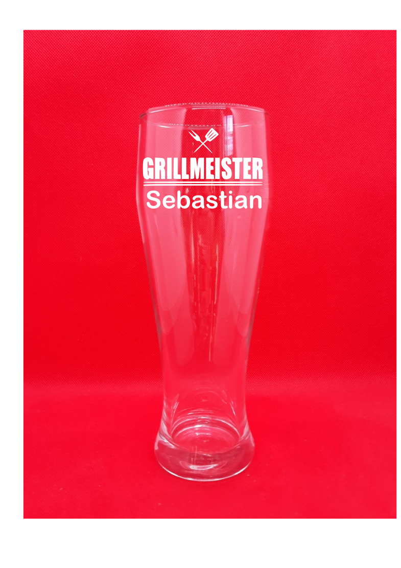 Personalisiertes Weizenglas mit Gravur "Grillmeister"  Geburtstag Geschenk