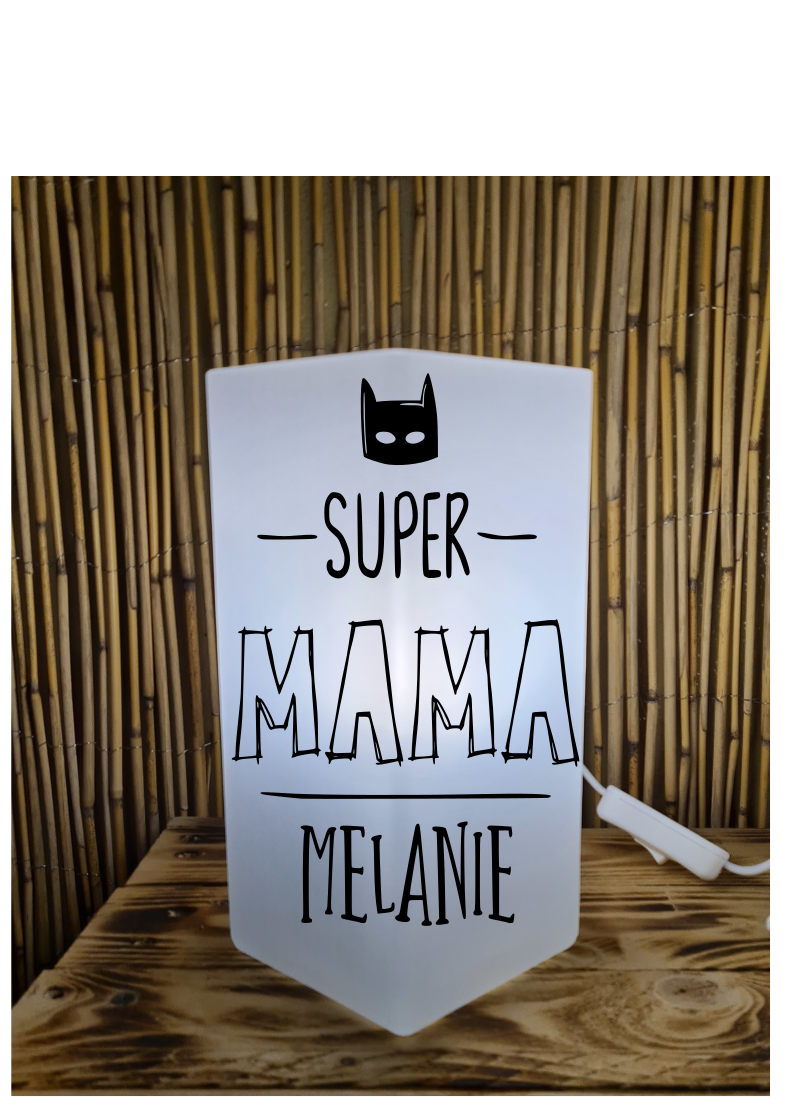 Personalisierte Frost Echt Glas Lampe Super Mama ausgefallene Geschenkidee