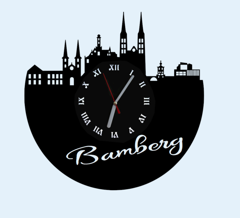 Extravagante Skyline LED Wanduhr, Motiv "Bamberg"