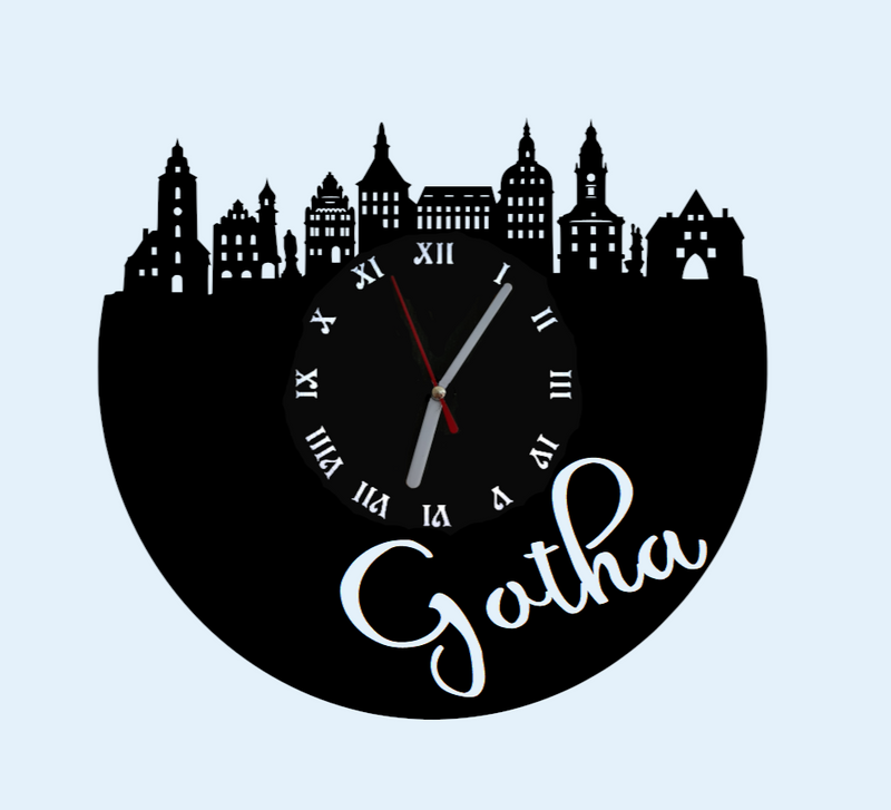 Extravagante Skyline LED Wanduhr, Motiv "Gotha"