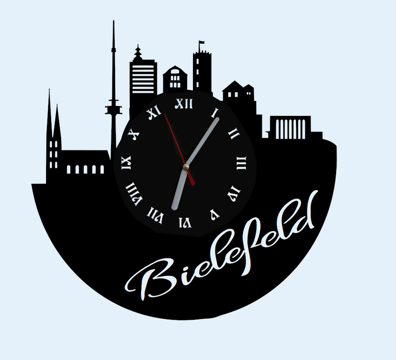 Extravagante Skyline LED Wanduhr, Motiv "Bielefeld"