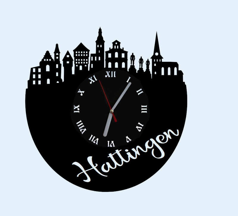 Extravagante Skyline LED Wanduhr, Motiv "Hattingen"