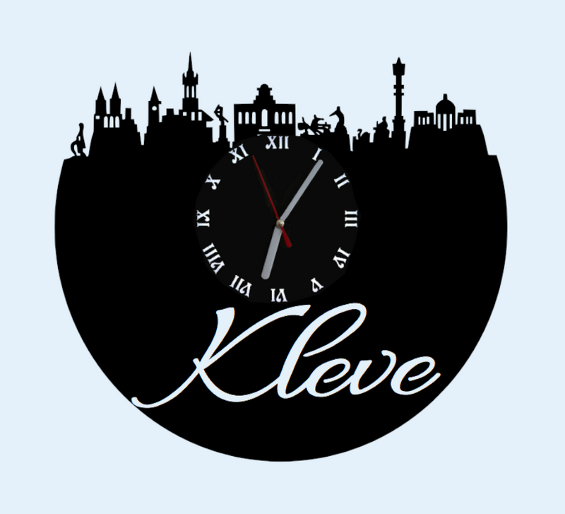 Extravagante Skyline LED Wanduhr, Motiv "Kleve"