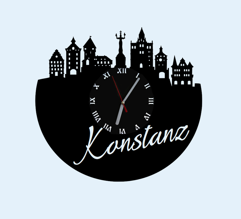 Extravagante Skyline LED Wanduhr, Motiv "Konstanz"