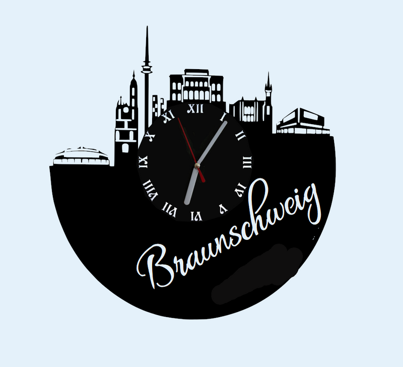 Extravagante Skyline LED Wanduhr, Motiv "Braunschweig"