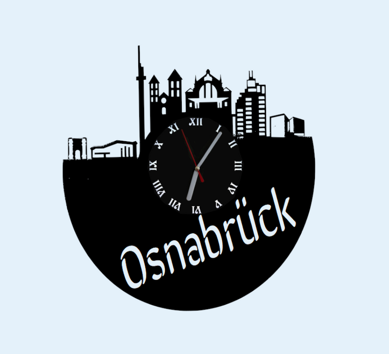 Extravagante Skyline LED Wanduhr, Motiv "Osnabrück"