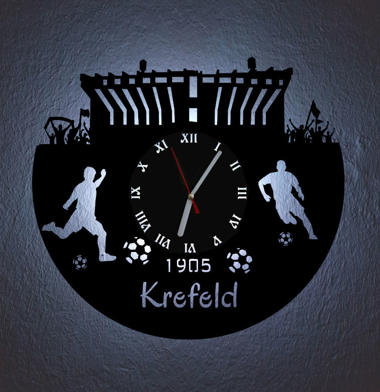 Fußball Fan LED Wanduhr "Krefeld"