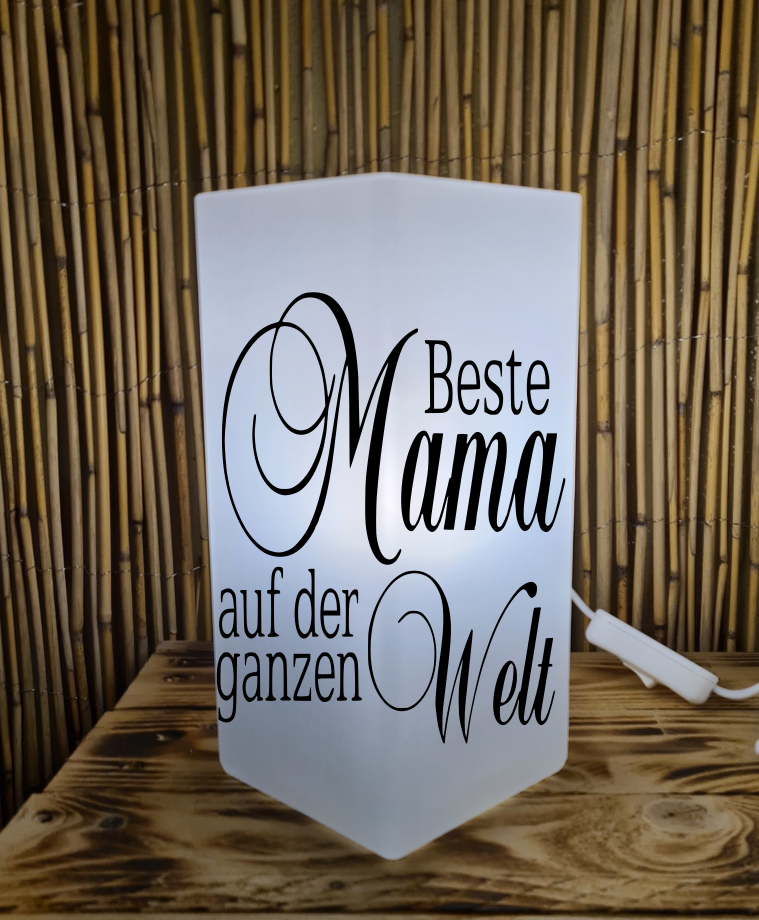 Gestaltete Frost Echt Glas Lampe Beste Mama auf der ganzen Welt