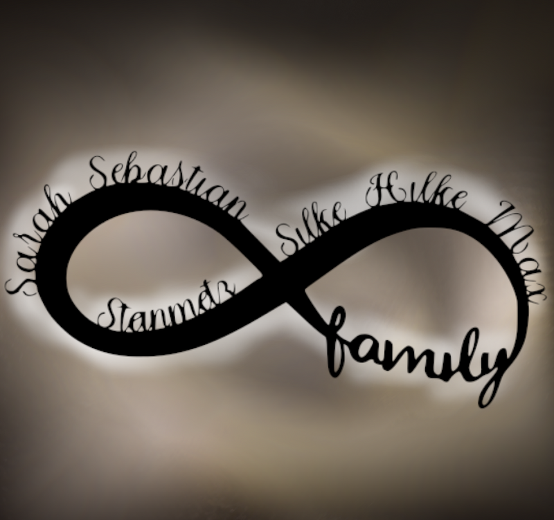 Personalisierte Deko LED Lampe Infinity Family