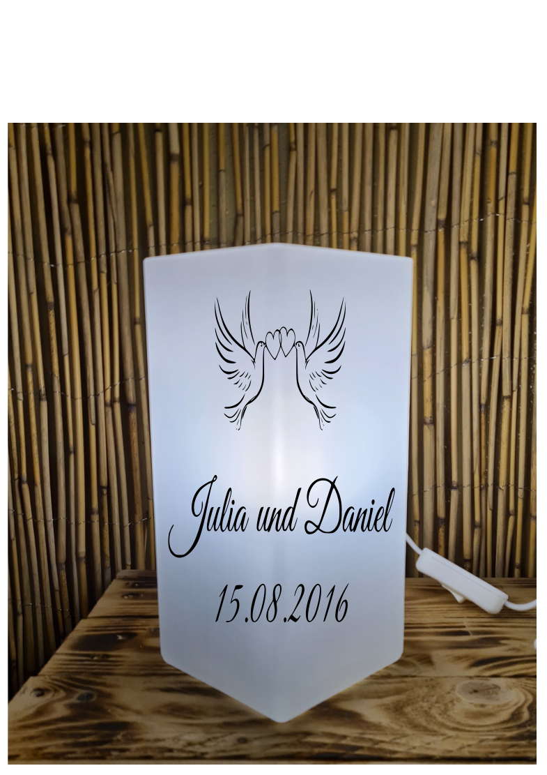 Personalisierte Frost Echt Glas Lampe Tauben