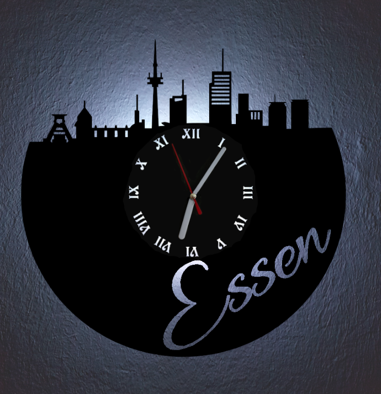 Extravagante Skyline LED Wanduhr, Motiv "Essen"