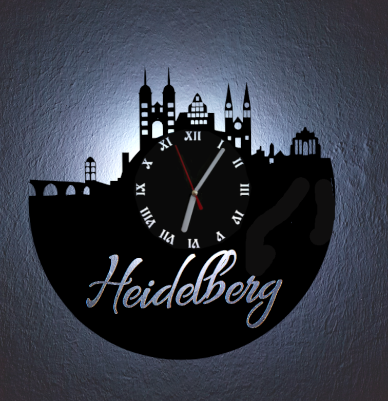 Extravagante Skyline LED Wanduhr, Motiv "Hattingen"