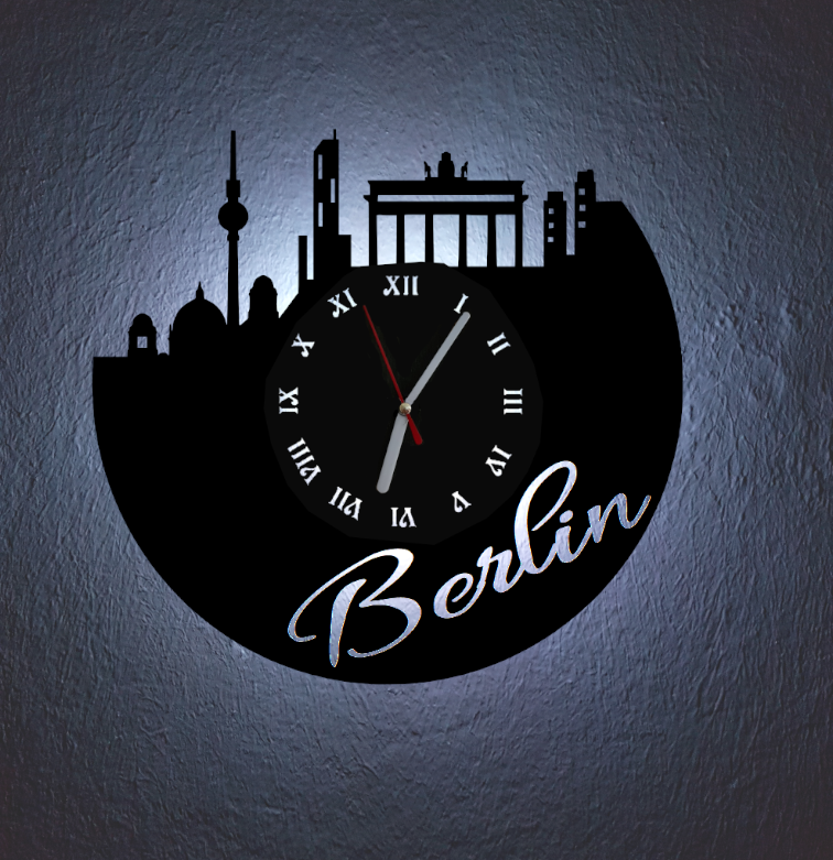 Extravagante Skyline LED Wanduhr, Motiv "Berlin"