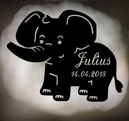 Schlummerlicht Elefant  mit Name & Datum